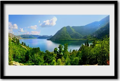 Produktbild von Bild 60x40 MDF-Rahmen Wandkunst Wald See Berge Landschaft