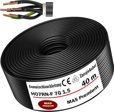 Produktbild von 40m Gummischlauchleitung Baustellenkabel H07RN-F 7G1,5 Flexibel für Geräten