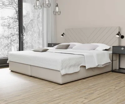 Produktbild von Boxspringbett Schlafzimmerbett BELCORA 200x220cm Stoff Creme inkl. Bettkasten