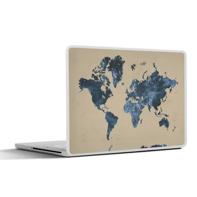 Produktbild von MuchoWow® Laptop Aufkleber Sticker Cover Weltkarte - Blau - Vintage 30x22 cm - Laptop-Sticker