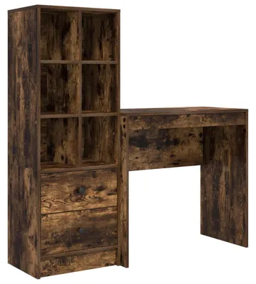 Zdjęcie produktu dla vidaXL Biurko, dąb wędzony, 125,5 x 40 x 127 cm, 2 sztuki.