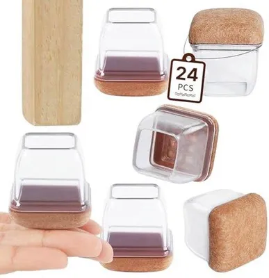 Produktbild von Famanu Stuhlbeinschutz mit Filzpolstern - 24 Stück für Hartböden
