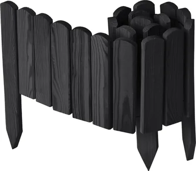 Produktbild von Garronda Beeteinfassung Holz Rollzaun Gartenzaun imprägniert Flexibler Rollborder Rasenkante  Länge: 100 cm (Graphite, Höhe: 20 cm)
