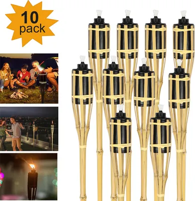 Produktbild von EINFEBEN 10x Fackel Gartenfackel Set Lampen Bambus-Garten-Fackel 90cm Fackeln Deko Fackel