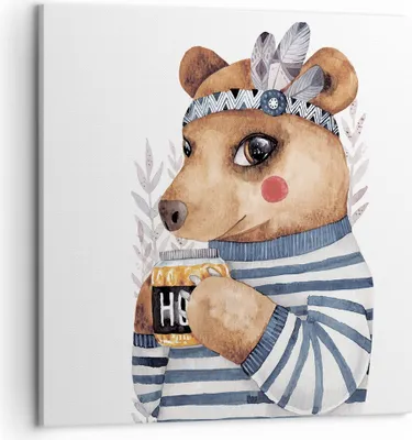 Produktbild von Bild auf Leinwand - Leinwandbild - Einteilig - Anthropomorphisierung Bär Kinder - 50x50cm - Wand Bild - Wanddeko - Wandbilder - Leinwanddruck - Bilder - Wanddekoration - Leinwand bilder - AC50x50-4367