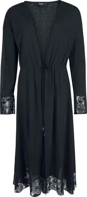 Produktbild von Black Premium by EMP Damen schwarzer langer Cardigan mit Spitzendetails XL