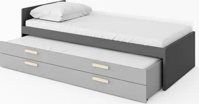 Produktbild von Furniture24 Bett POK PO13/PO14, Ausziehbett mit Federkernmatratzen 90x200 Schaumstoffmatratze 80x190 cm, Jugendbett mit Schublade