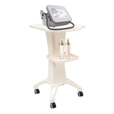 Zdjęcie produktu dla Wózek fryzjerski 2-warstwowy Wózek roboczy Wózek 45x37cm Beżowy Wózek kosmetyczny Wózek do salonu kosmetycznego Maksymalne obciążenie 50kg