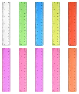 Productafbeelding van Set van 10 kleurrijke 15 cm linialen van kunststof