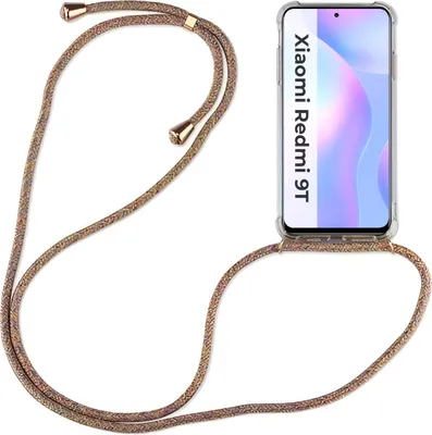 Produktbild von Xiaomi Hülle mit Band Schutzhülle Handykette Silikon Handy Tasche mit Schnur Neu Xiaomi Redmi 9T Rainbow