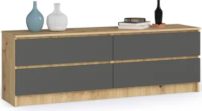 Produktbild von Akord Kommode 4 Schubladen Handwerks-Eiche/Grau-Graphit 160X40X55 Cm