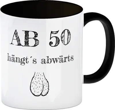 Produktbild von Ab 50 hängt´s abwärts Kaffeebecher Schwarz Besonders geeignet für Männer zum