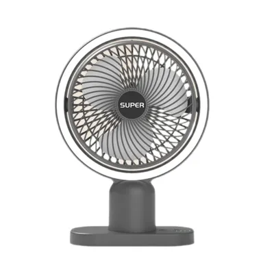 Imagen del producto de Ventilador de mesa USB con luz, portátil y recargable, color gris
