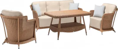 Productafbeelding van Buiten loungeset, set van 4 delen, tuinmeubilair, polyrotan, bankset