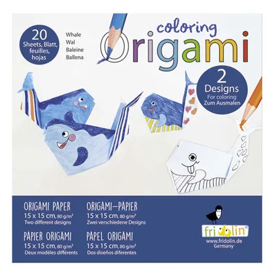 Produktbild von fridolin - Coloring-Origami, Wale, 20 Blätter, 15 cm x 15 cm zum Ausmalen