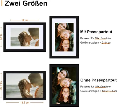 Productafbeelding van Fotolijst Set - Posterlijst MDF - Foto's Presenteren - Inclusief Passe-partouts - 15 x 20 cm - Zwart