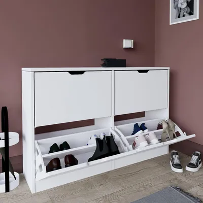 Produktbild von Greccio - Schuhschrank, 121x30x79h cm Weiß, 8 Fächer