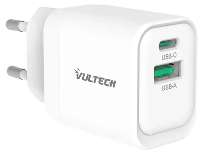 Immagine prodotto di VulTech CC33-1C1A Caricatore USB 33W GaN Doppia Porta Type-C/USB-A Ricarica Rapida Bianco