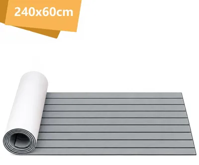 Productafbeelding van Ikodm vloerbedekking, antislip mat, dekbedekking, tapijt, teak, EVA-schuim, vloermat voor jachten, zelfklevend, vloermat, lichtgrijs, 240x60 cm
