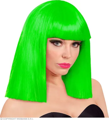 Produktbild von Perücke in neon grün Showgirl in Box - neongrüne Damenperücke