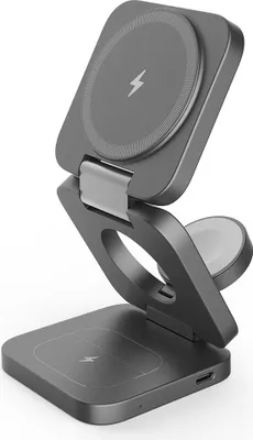 Produktbild von Schnelles kabelloses Ladegeraet, 3-in-1-Ladestation fuer iPhone 15/14/13/12/Pro/Plus/Pro Max. Tragbares 5-W-Ladegeraet fuer Apple Watch9/8/7/6/5/4/3/2/SE fuer Airpods3/2 /Pro-Black Magnetische faltbare Reiseladestation