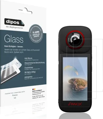 Produktbild von 2x Schutzfolie für Panox V3 - Anti-Shock 9H Folie dipos Glass Kunststoffglas