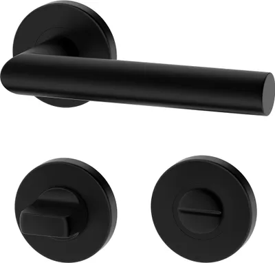Produktbild von Schwarz Türbeschlag UNO für Badtüren WC, L-FORM, Türbeschlag; Türgriff; Türklinke