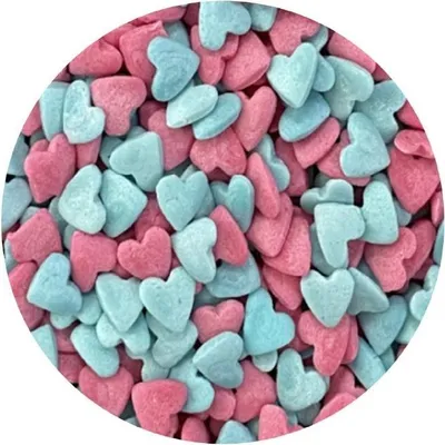 Produktbild von Zuckerdekor rosa-blaue Herzen 1kg