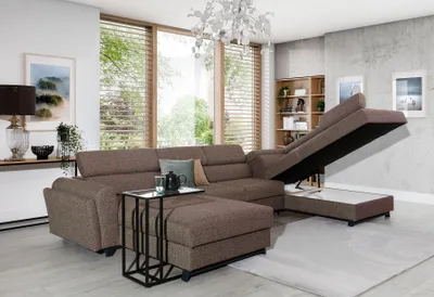 Produktbild von Elegantes U-Form Ecksofa "Josette" in Braunstoff