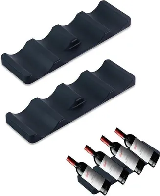 Image de Porte-bouteilles double pour réfrigérateur - Organisateur de bouteilles empilable pour cuisine et salle à manger, noir, en plastique