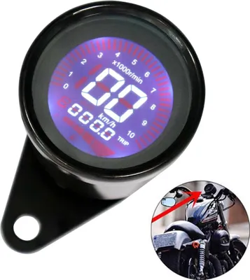 Obrázek produktu pro Univerzální 12V motocyklový přístroj Modifikovaný digitální motocyklový tachometr Tachometr LCD displej (7 barev) 0-10000RPM 0-199KM/H
