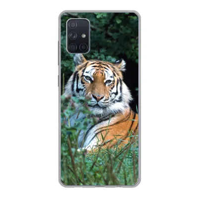 Produktbild von MuchoWow® Handyhülle Schutzhülle Hülle für Samsung Galaxy A71 Tiger - Gras - Grün Silikon Softcase Handy Hülle - Kartenbesitzer