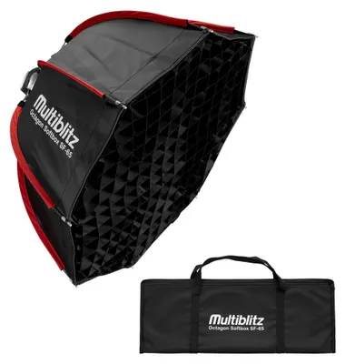 Produktbild von Multiblitz Octagon Softbox SF-65 Bowens mit Grid und Diffusoren, Lichtformer für Studioblitz und LED Dauerlicht, Lichtdiffusor für Porträtfotografie und Videobeleuchtung