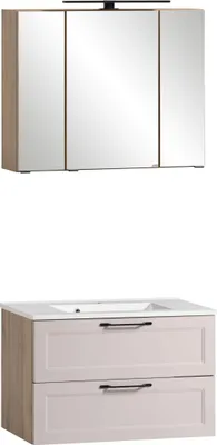 Produktbild von Badezimmer-Set >Lyon< (2-tlg.) in Kaschmir, Wotaneiche-Nachbildung - 80x195x47 (BxHxT)