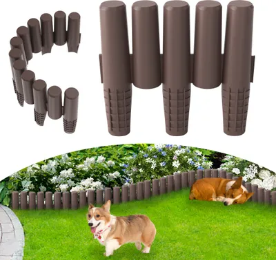 Produktbild von LARS360 80 stück 22,4m Holzoptik Beeteinfassung Kunststoff Rasenkante Gartenumrandung Zylinderform Palisade Garten - -28cm x 24cm Braun
