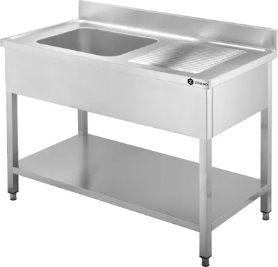 Produktbild von ZORRO Spültisch ZST 120/60/L | Edelstahl Spüle | 1200x600x950 mm | Becken links | Gastronomie
