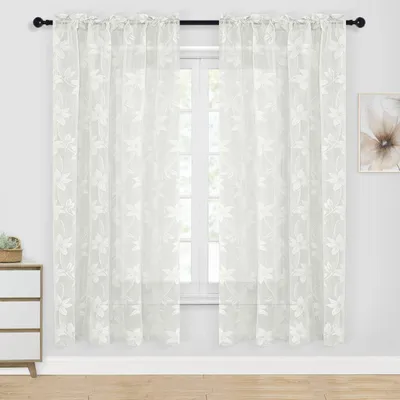 Transparente Spitzenvorhänge 2er-Set 106,7x160 cm weiß