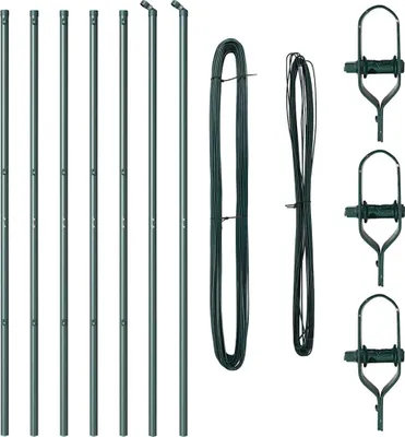 Image de vidaXL Poteaux de clôture à enfoncer, lot de 7, acier thermolaqué vert