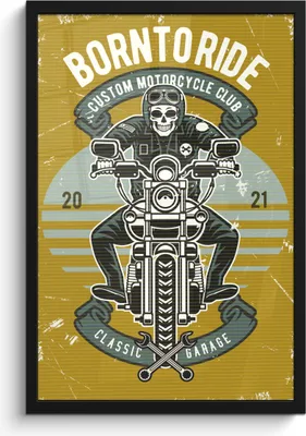 Produktbild von MuchoWow® MuchoWow® Gerahmtes Poster Mancave - Motor - Skelett - Vintage 40x60 cm - Poster mit zchwarzem Bilderrahmen - Papierdruck - Wandbilder