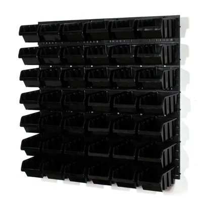 Image de 42 bacs gerbables avec étagère murale 80 x 80 cm | étagère murale de stockage