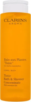 A bottle of Clarins Tonic Bath & Shower Concentrate.