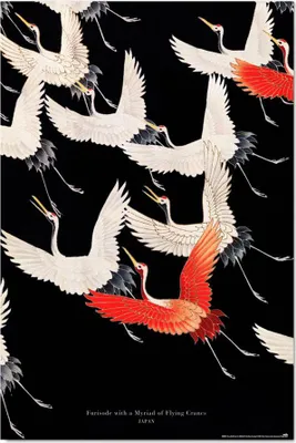 Zdjęcie produktu dla Erik Editores Furisode With A Myriad Of Flying Cranes Plakat Wielokolorowy Wielokolorowy Jeden Rozmiar