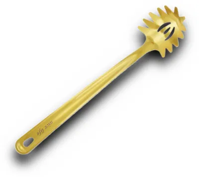 Produktbild von HOOZ Spaghettilöffel aus hochwertigem Edelstahl, spülmaschinenfestes Küchen Zubehör, effizientes Servieren von Pasta und Nudelgerichten (33,5 x 7 cm) (Gold)