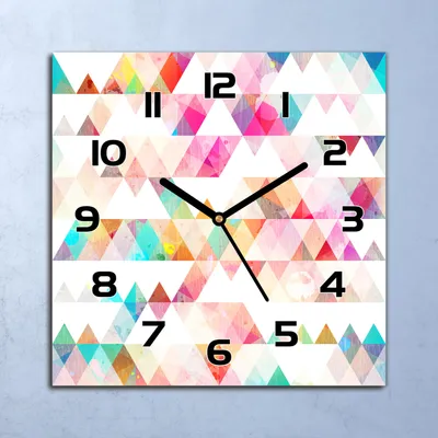 Produktbild von Wanduhr Echt-Glas-Küchenuhr Regenbogen-Dreiecke Quarz 30x30 Deko Bilder