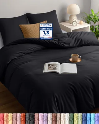 Immagine prodotto di Set di lenzuola Utopia, 155x220 cm, con 2 federe 80x80 cm, colore nero