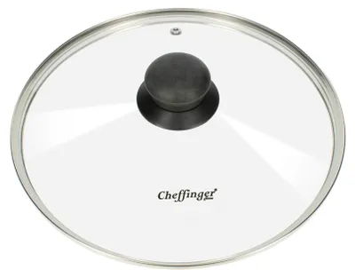 Produktbild von Cheffinger, 24 cm Topfdeckel aus ultrahochfestem Glas mit Bakelit-Griff, Transparent