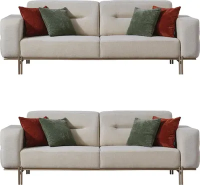 Produktbild von Villa Möbel Sofa Set Eos Creme Stellvariante:3+2 Relax- und Bettfunktion, Mikrofaser Webstoff