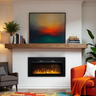 Immagine prodotto di Camino elettrico ElectricSun PAULA vetro XXS nero, a parete, a pavimento o incorporabile, 3 colori L76xH45cm