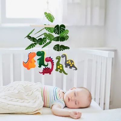 Produktbild von Gehaakte Dinosaurier Hängende Dekorationen Baby Mobile - Holz Windspiel für Neugeborene Jungen und Mädchen