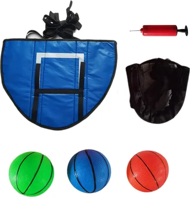 Produktbild von Trampolin-Basketballkorb mit 3 Bällen, Pumpe, wasserdicht, für Kinder und Erwachsene, für drinnen und draußen, Garten, Basketball, Wurfspiel, Trampolin-Zubehör